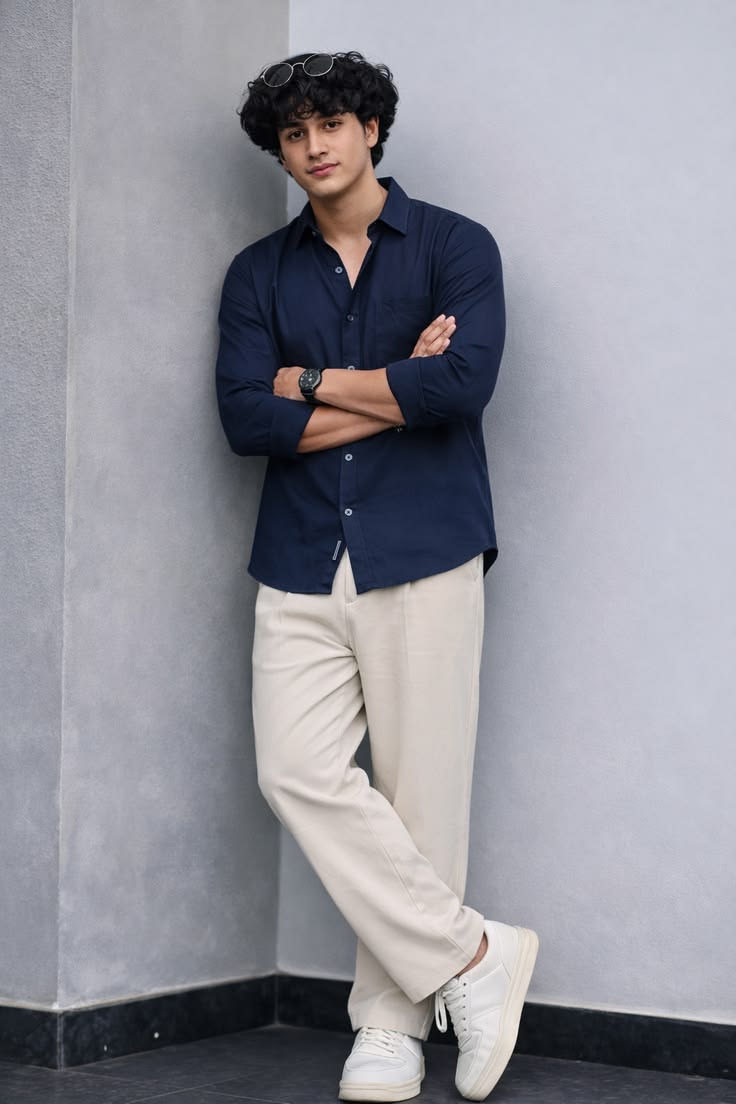 Premium Crushed Linen Navy blue Shirt