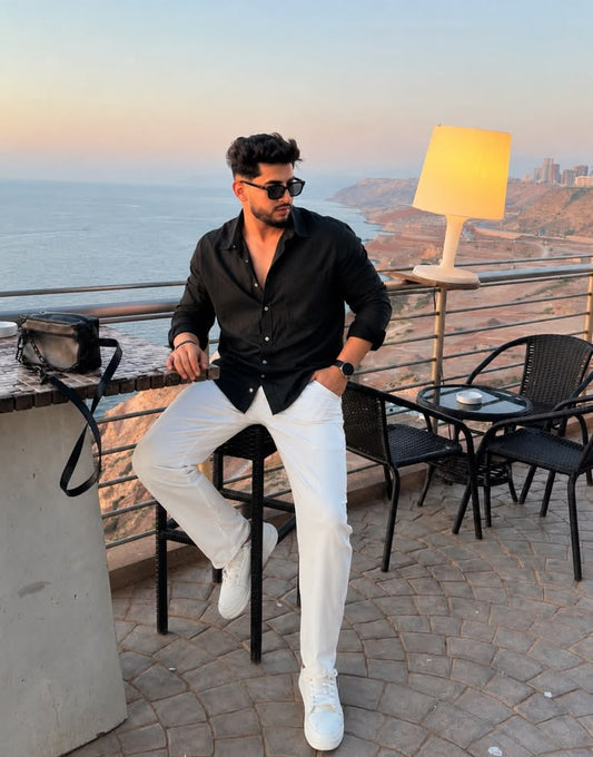 Premium Crushed Linen Black Shirt