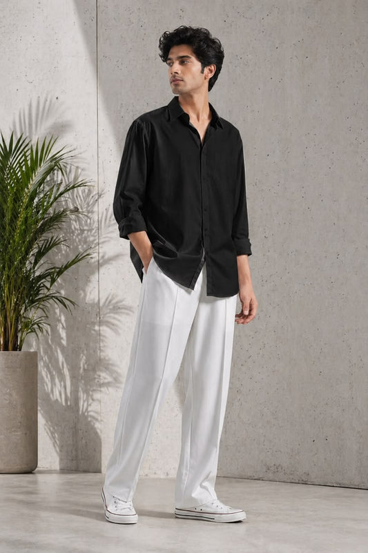 Premium Crushed Linen Black Shirt