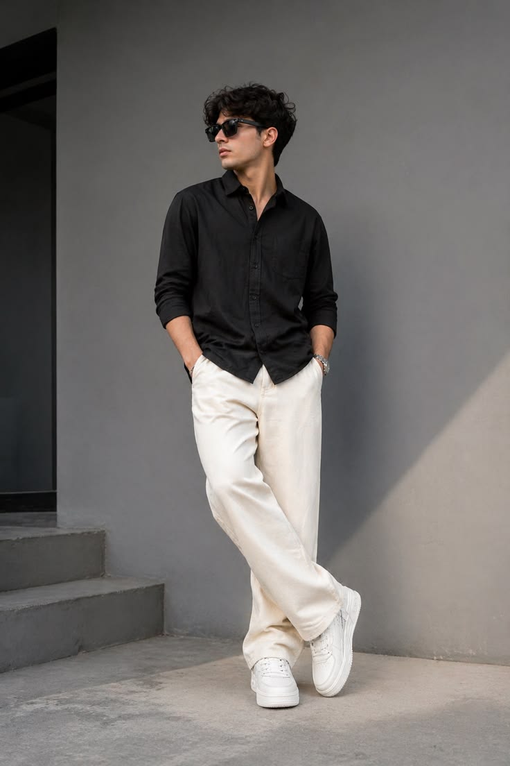 Premium Crushed Linen Black Shirt