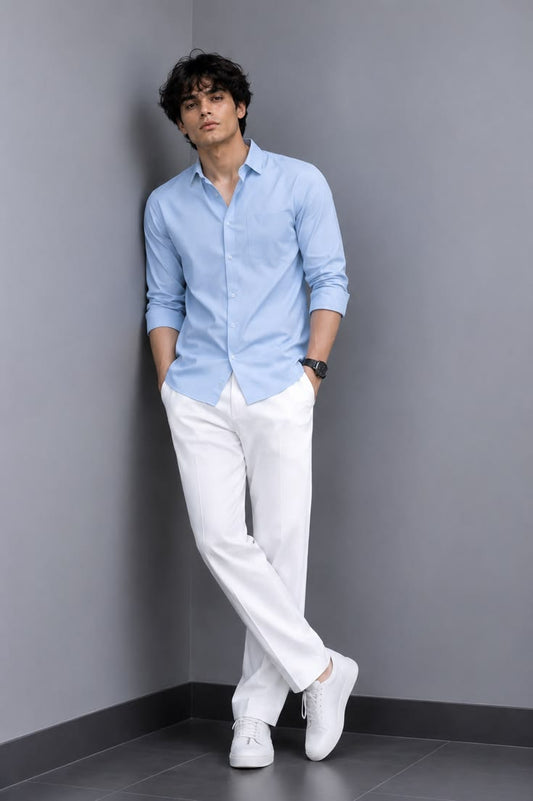 Premium Crushed  Linen Sky blue  Shirt
