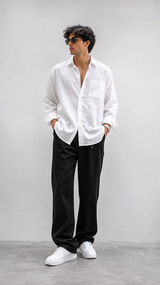 Premium Men's Breathable Linen  white Shirt