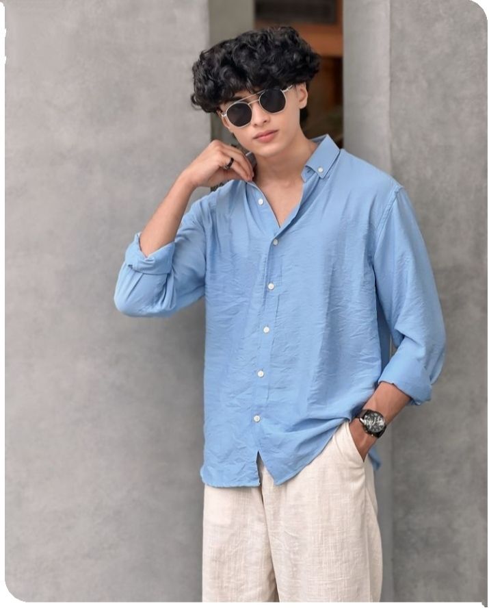 Premium Crushed  Linen Sky blue  Shirt