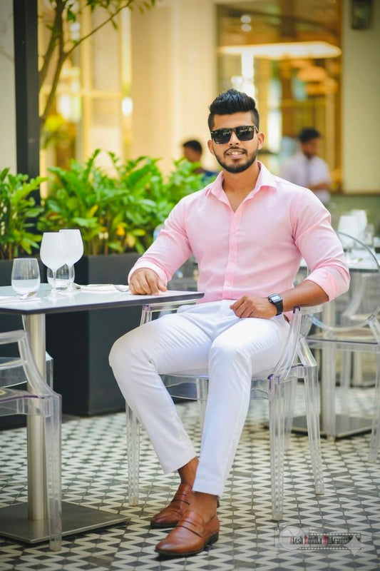 Premium Crushed  Linen Light Dusty Pink Shirt