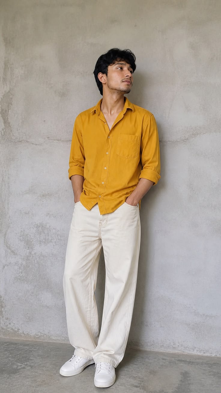 Premium Crushed Linen Shirt Mustard Yellow