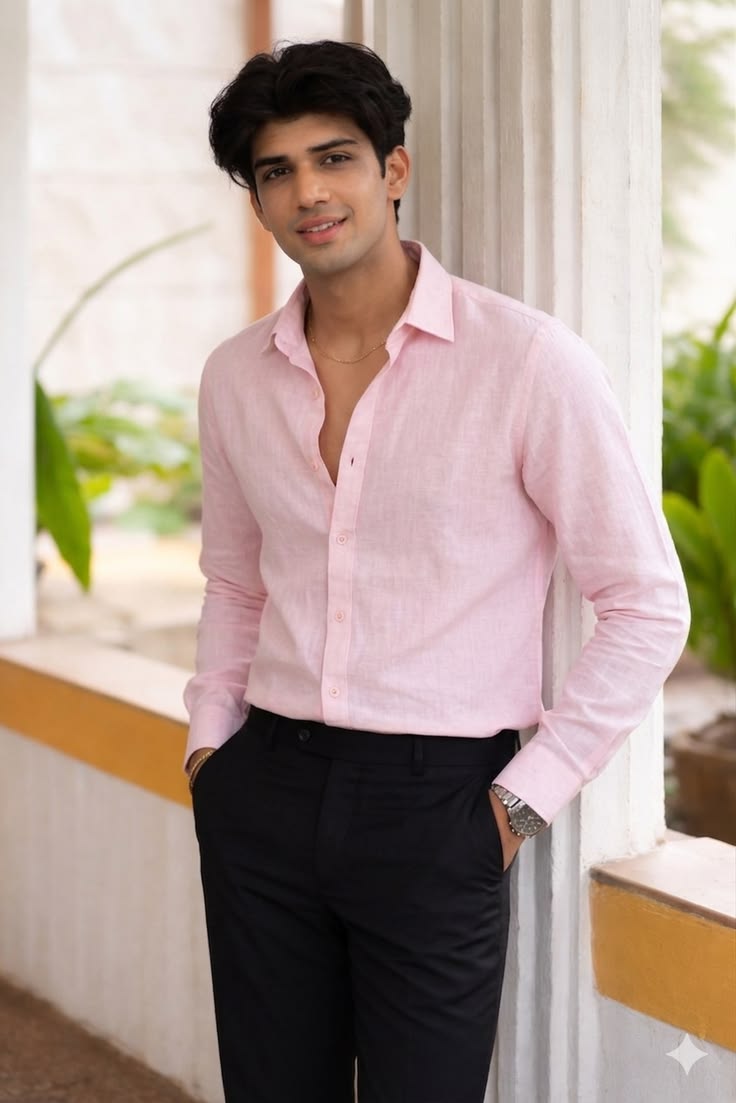Premium Crushed  Linen Light Dusty Pink Shirt